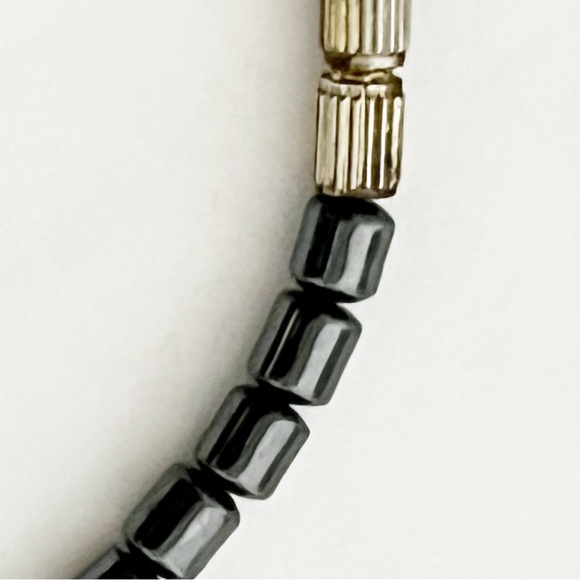 Vintage Blue Cats Eye And Magnetite Beaded Necklace Jewelry Gift - Picture 3 of 4